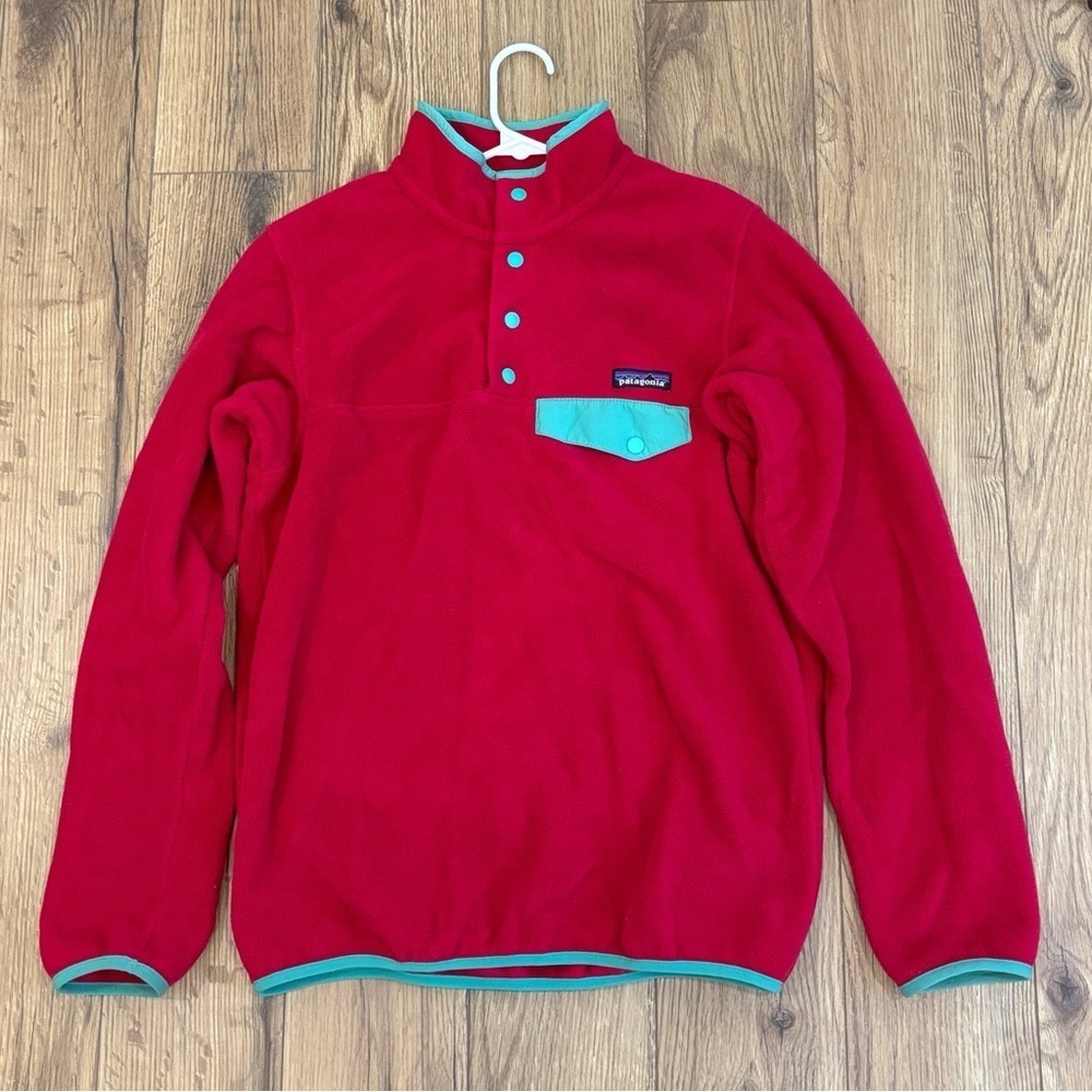 Patagonia Women's Lightweight Synchilla Snap T Pullover Size S Pink Turquoise
